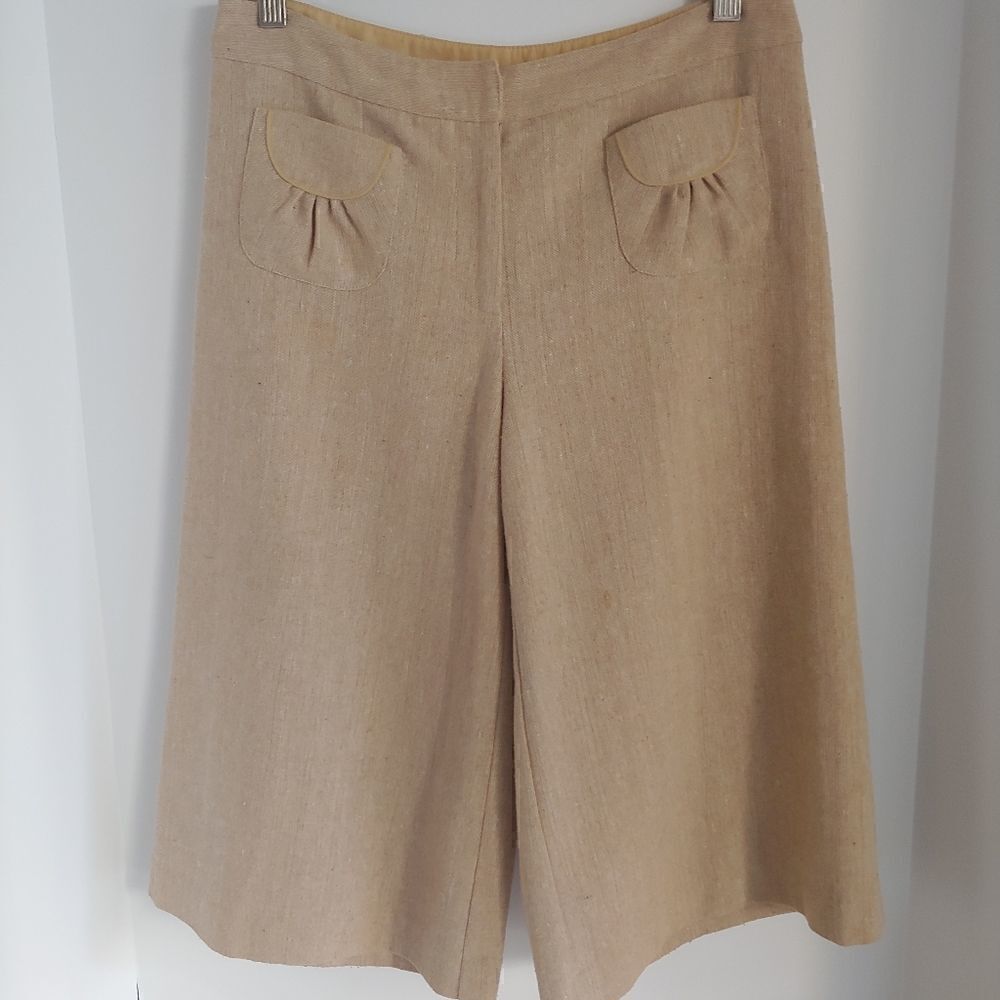 Anthropologie Tabitha Wide Leg Wool Blend Tan Culottes Size 4